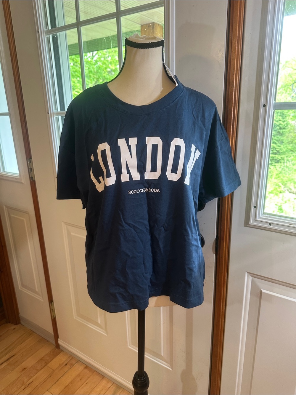 NWT Scotch & Soda Navy Blue Graphic Tee with White Lettering